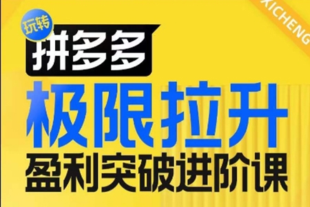 拼多多極限拉升盈利突破進(jìn)階課，從算法到玩法，從玩法到團隊搭建，體系化系統(tǒng)性幫助商家實現(xiàn)利潤提升