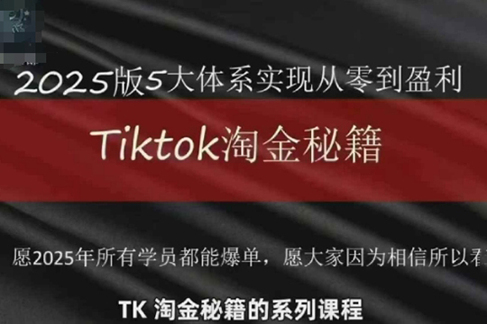 TikTok跨境2025淘金秘籍，2025TikTok從0到盈利變現